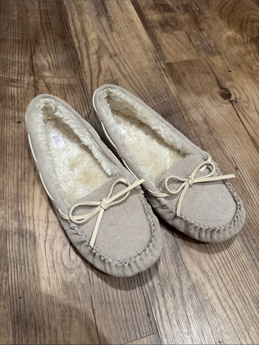 Target Cozy Faux-Suede Moccasin Slippers in Beige